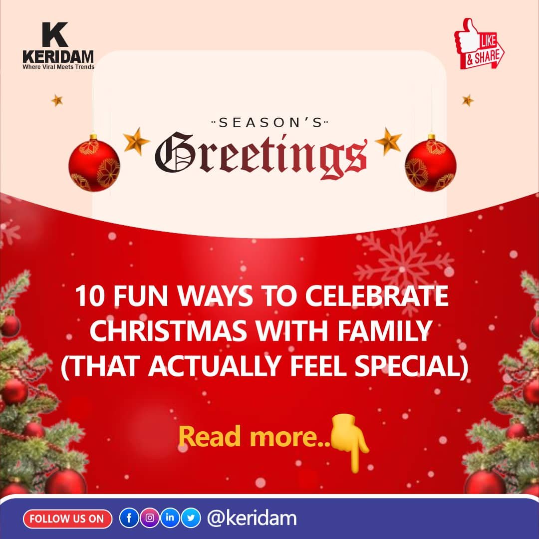 Fun ways to celebrate Christmas with family gathered together at home, laughing, playing games, and enjoying the holiday season